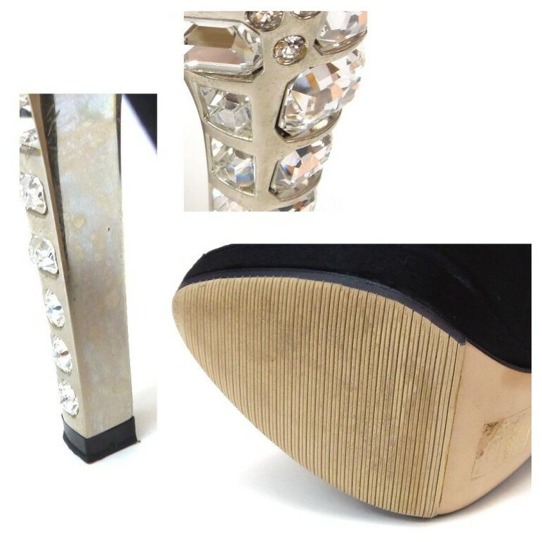 miu miu（ミュウミュウ） ヒールパンプス オープントゥ ビジュー 黒 36