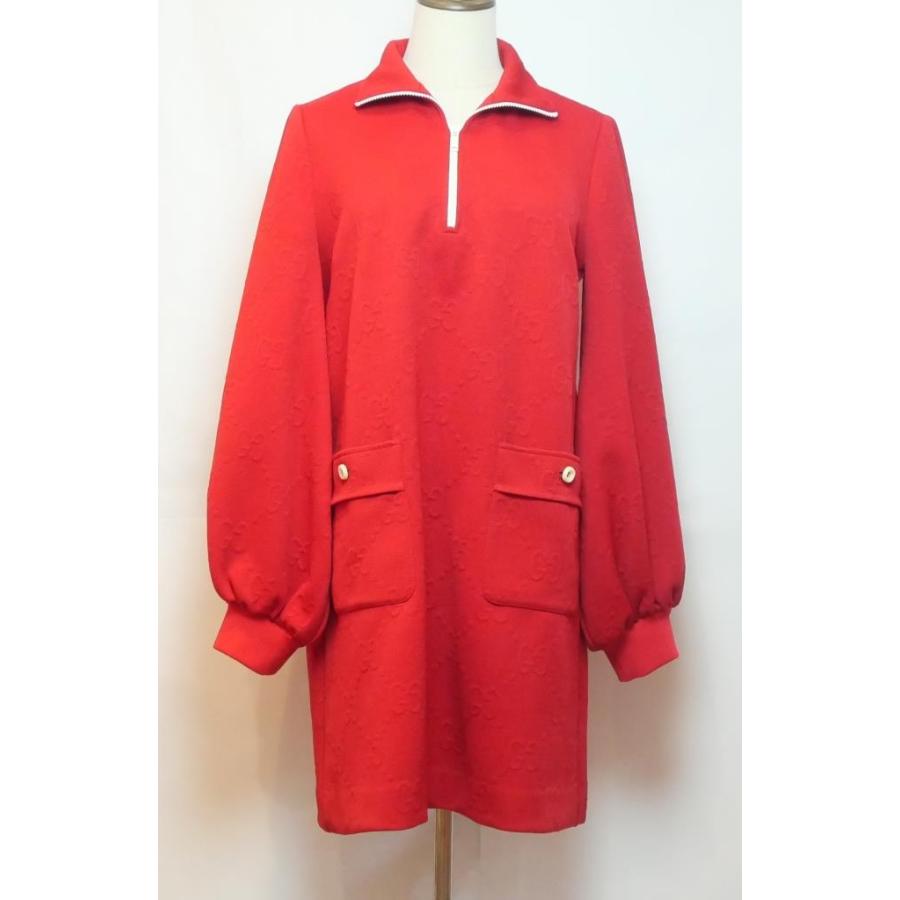 GUCCI（グッチ） ハーフジップワンピース ジャガード M 653412 赤