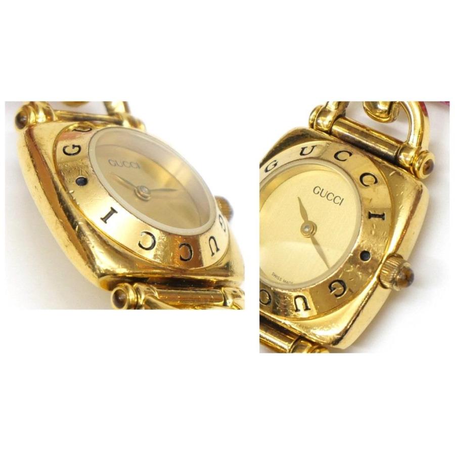 GUCCI（グッチ） 腕時計 クオーツ ピンク革ベルト 6300L ゴールド盤