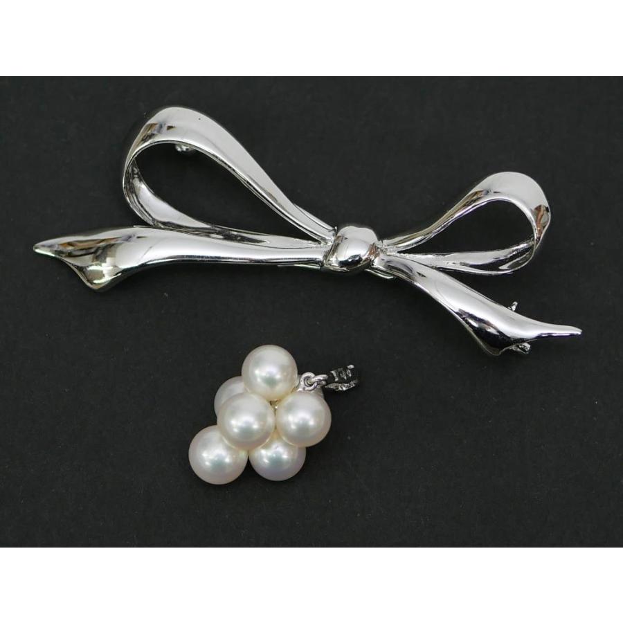 MIKIMOTO（ミキモト） パール ブローチ リボン チャーム 真珠/シルバー