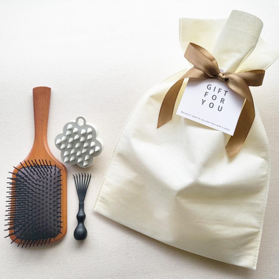 ギフト専用 パドルブラシ Lサイズ+シリコンシャンプーブラシ セット