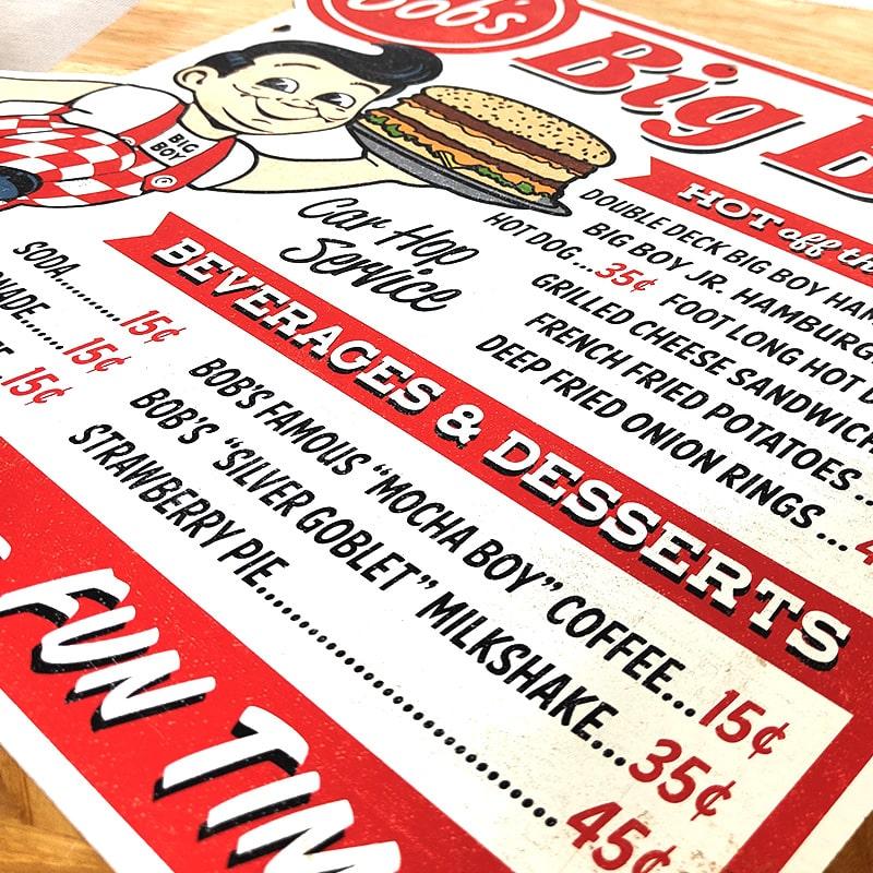 アメリカン レトロ ブリキ看板 大きい ビックボーイ メニュー プレート