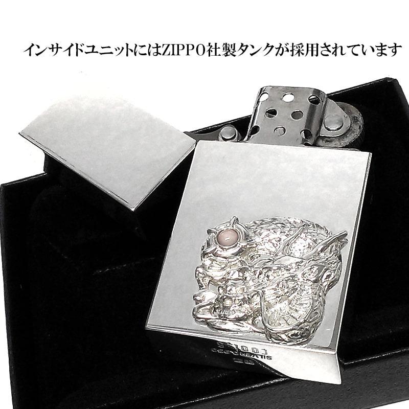 スターリングシルバー950 オイルライター スリム 一点物 ドラゴン 純銀