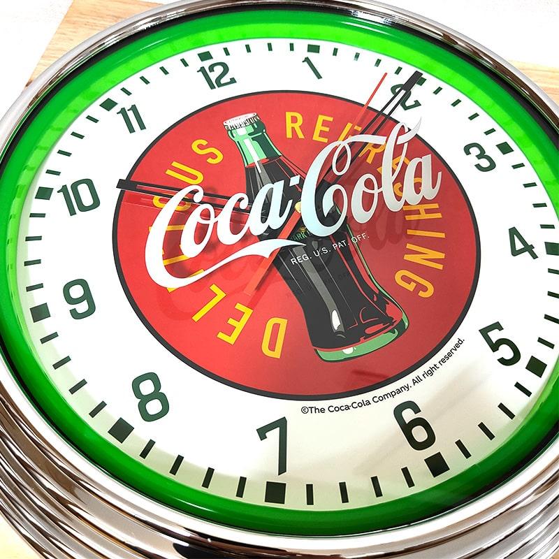 Coca Cola（コカコーラ） ネオンクロック 掛時計 LEDライト グリーン