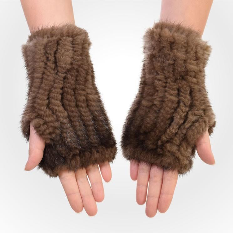 爆買 ミンク ファー アームウォーマー ニット グローブ 指ぬき 手袋