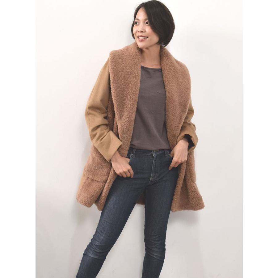 Merfirge 爆買 ウール 100% ボア ショール カラー コートカシミヤ混