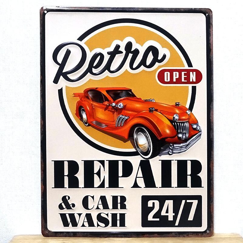 アメリカン レトロ ブリキ看板 アンティーク REPAIR & CAR WASH