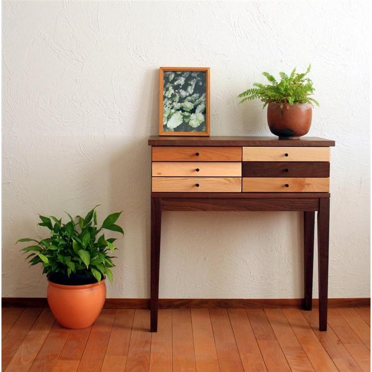 コンソールテーブル コンソールチェスト 80 3段 木製 ウォールナット