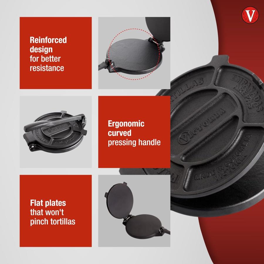 VICTORIA 8インチ トルティーヤプレス 20cm 鋳鉄製 Tortilla Press
