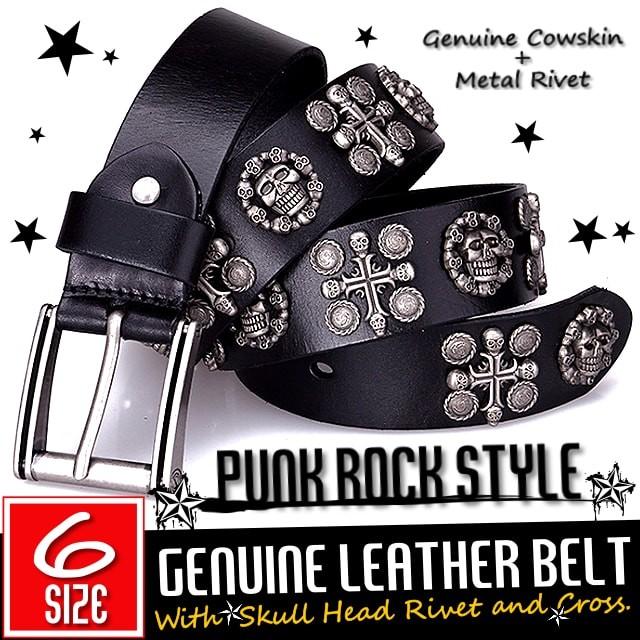 送料無料!】スカルヘッドリベットアンドクロスジェニュインレザー