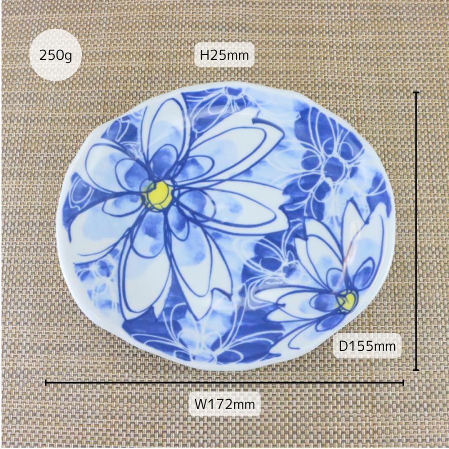 平皿 有田焼 波佐見焼 楕円皿 鮮花楕円皿 花柄 中皿 取皿｜和食器 陶器