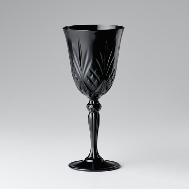 在庫限り／ガラス食器 高台グラス 脚つき ステムグラス 黒 おしゃれ