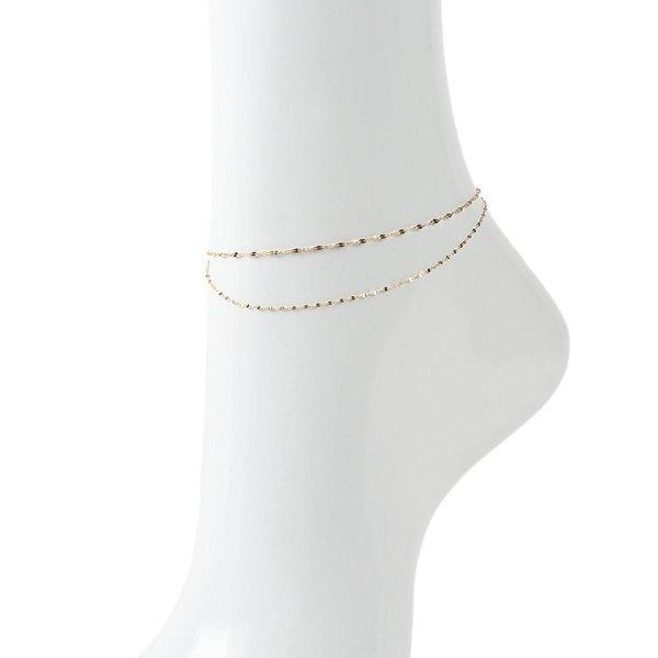 18金 アンクレット 2連 ペタル チェーン ゴールド K18 18K キラキラ