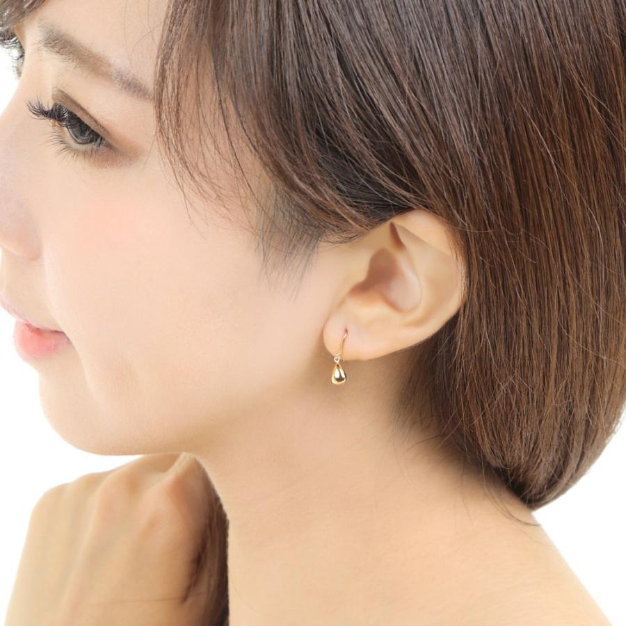 ピアス 18金 K18 ドロップ 雫 イエローゴールド 揺れる レディース 両