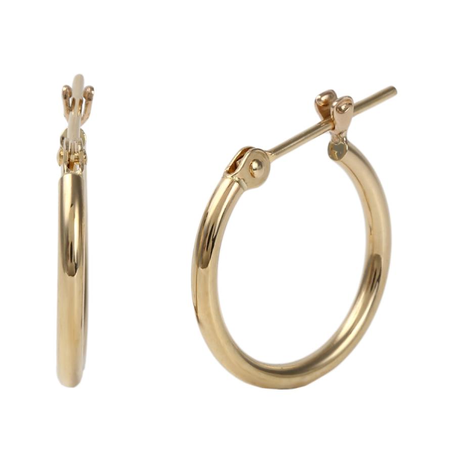 18金 フープピアス 1.5×15mm 両耳 メンズ レディース K18 ゴールド