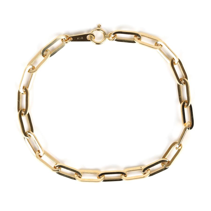 18金 ブレスレット Hクリップチェーン 幅4.5mm レディース メンズ