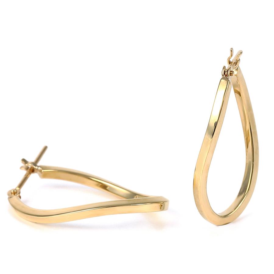 18金 フープピアス ひねり 両耳 ゴールド リング ピアス レディース