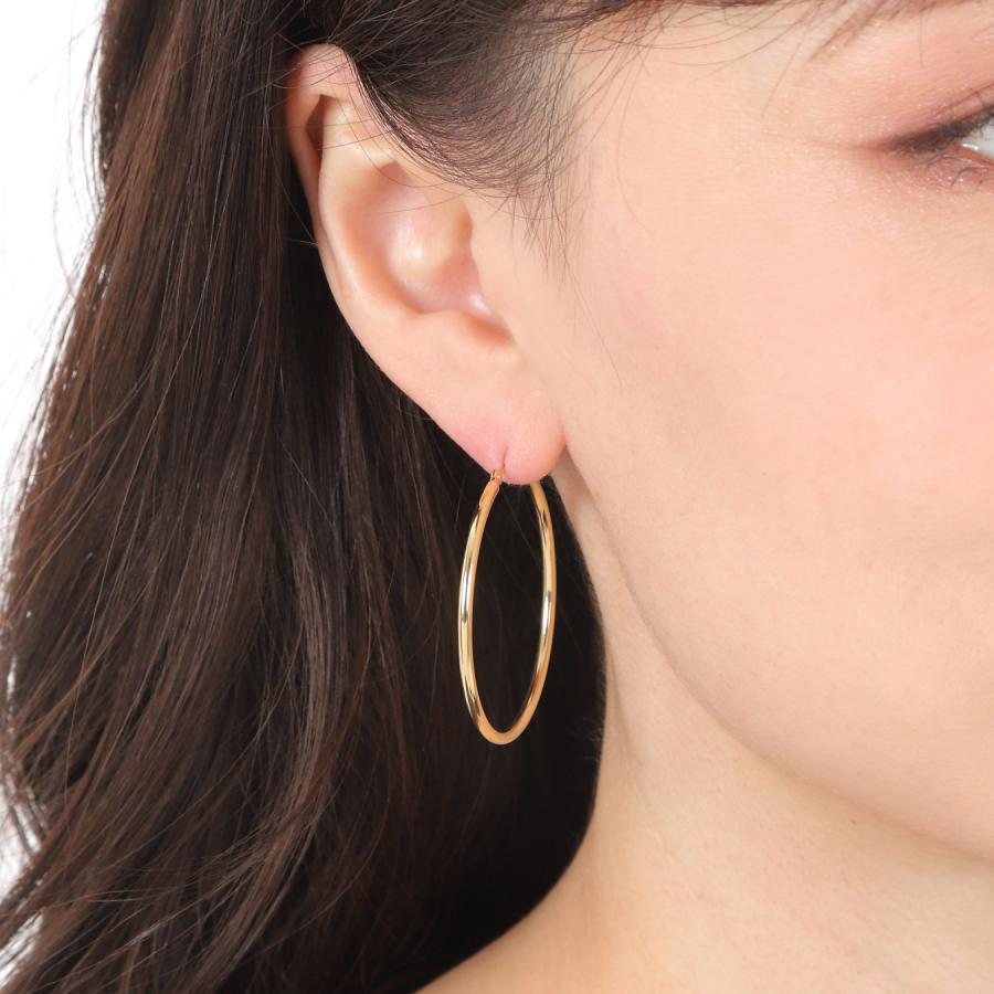 18金 フープピアス 2.0×40mm 両耳 リング ピアス ゴールド レディース