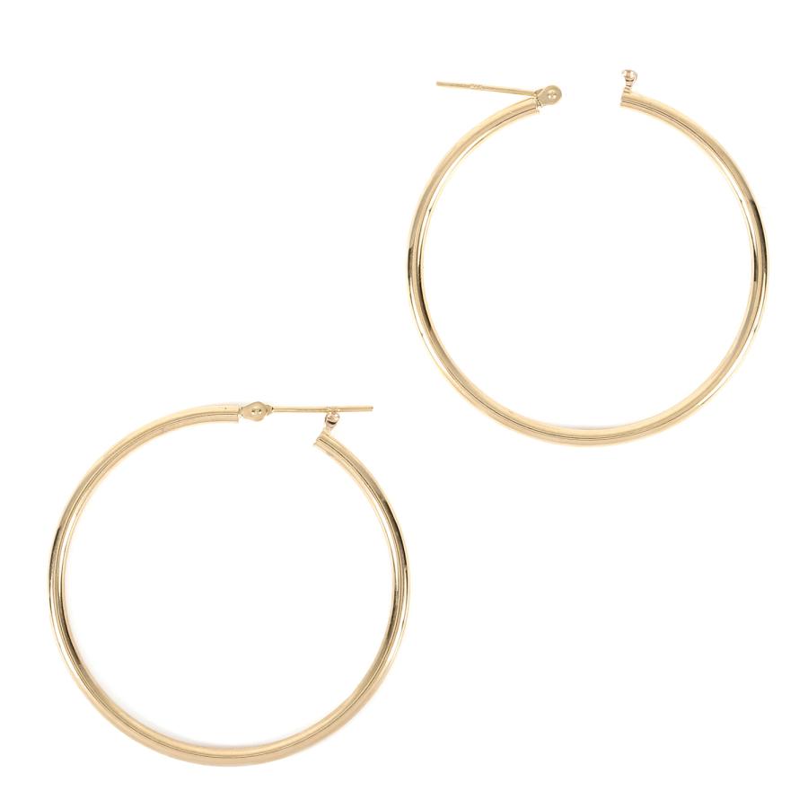 18金 フープピアス 2.0×40mm 両耳 リング ピアス ゴールド レディース