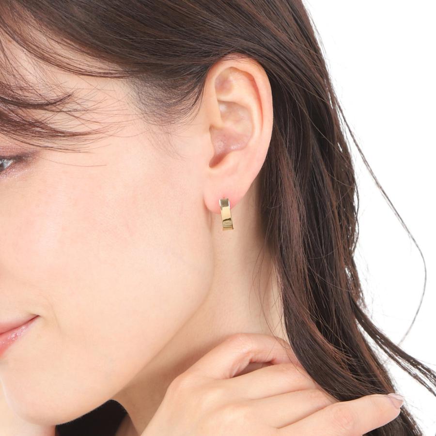 18金 フープピアス 幅広 両耳 イエローゴールド リング ピアス