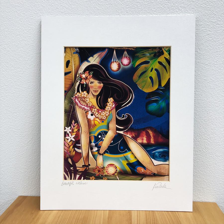 コレットミラーアート絵ウッドプリントグリーンルームハワイアン