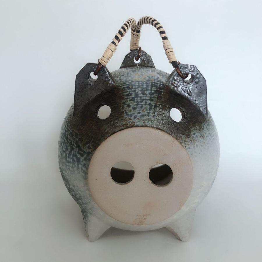 蚊取り豚 蚊取り器 線香入れ 備前釉 万古焼 蚊遣り器 日本製 三陶