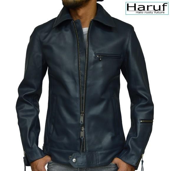 Haruf（ハルフ） ライダースジャケット メンズ シングル 革ジャン 本革