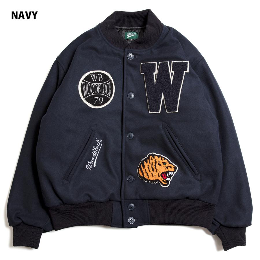 S*O様 WOOD BLOCK/ウッドブロックウール地ビックエンブレムスタジャン