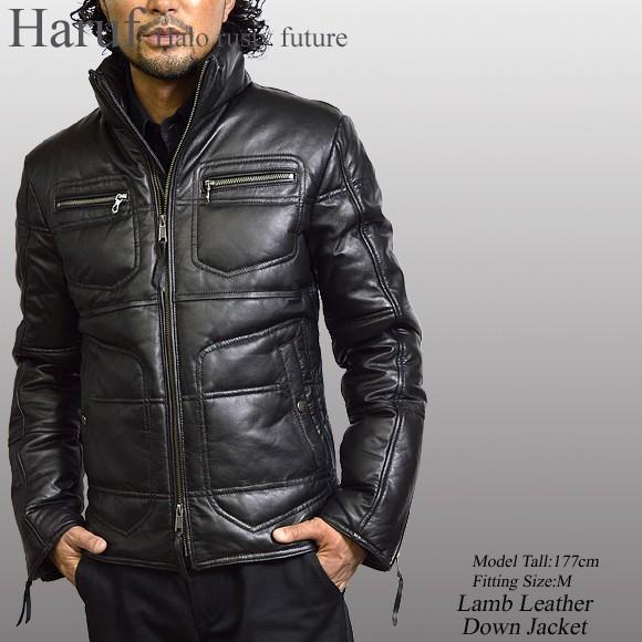 Haruf（ハルフ） レザーダウンジャケット メンズ 本革 革ジャン レザー