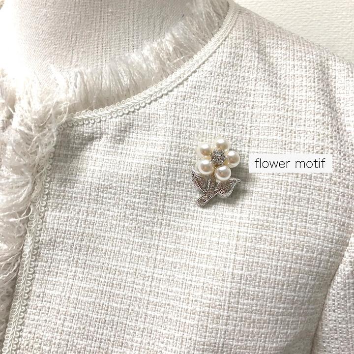 ブローチ レディース 花 パール ラインストーン 一輪 シルバー