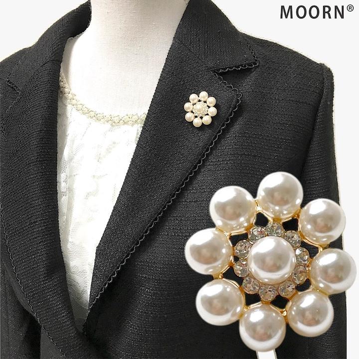 ブローチ レディース パール ラインストーン ゴールド シンプル 結婚式