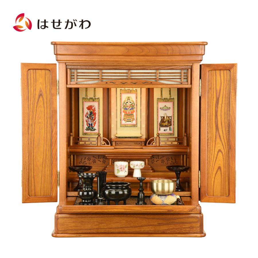 お仏壇のはせがわ 仏壇セット 仏具セット 17号 高さ70cm けやき おりん