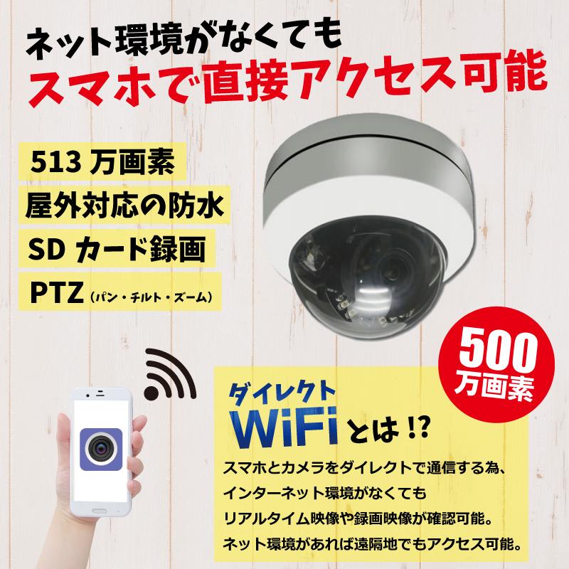 防犯カメラ 屋外 家庭用 ドーム型 PTZ SDカード録画 パン チルト