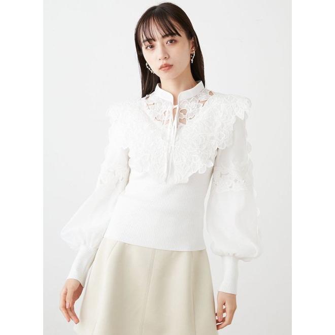 SNIDEL（スナイデル） レースカラーニットプルオーバー 23秋冬.予約