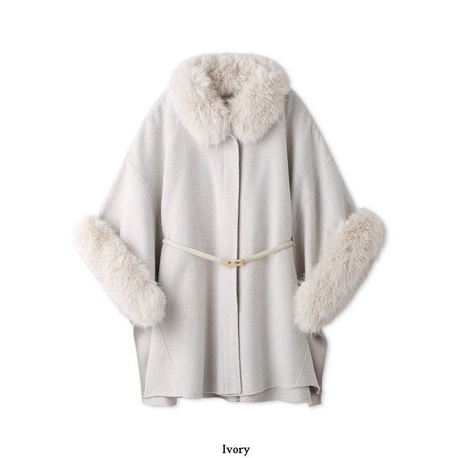 SNIDEL（スナイデル） (12%OFF) ファー付きミドルケープコート 24秋冬