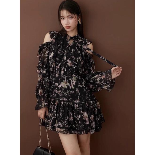 SNIDEL（スナイデル） (セール50%OFF) プリントフリルミニワンピース