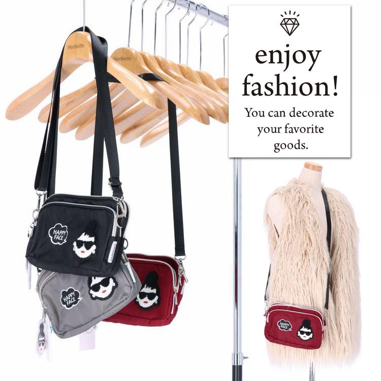 ショルダーバッグ HAPPY FACE EMMA 相良刺繍 お顔 サングラス LADY 撥