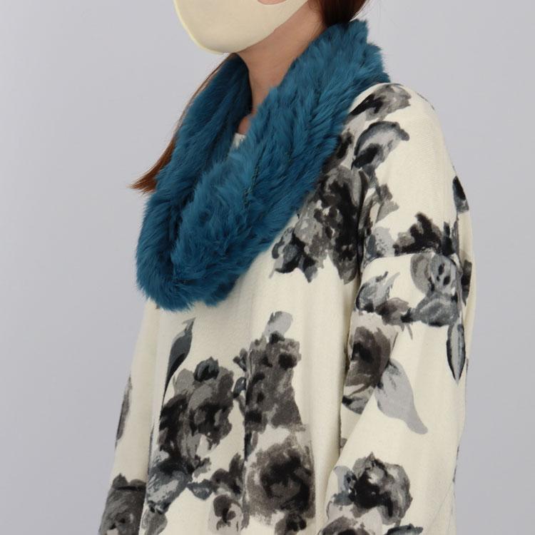 ラビット 編み込み ファー スヌード 筒状 レディース ギフト