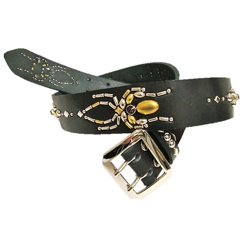栃木レザー スパイダー スタッズベルト 黒 ルビースポッツ 日本製 製造