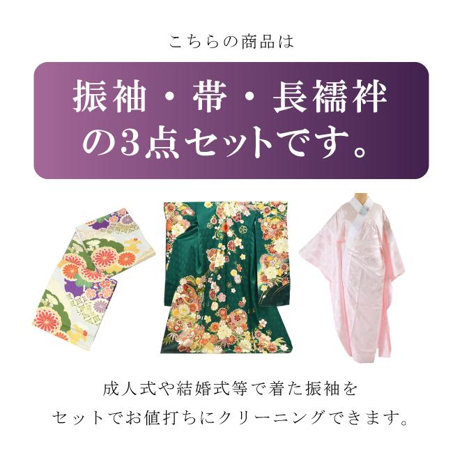 着物 クリーニング 振袖+帯+長襦袢 3点セット オゾン京洗い 臭いと菌に