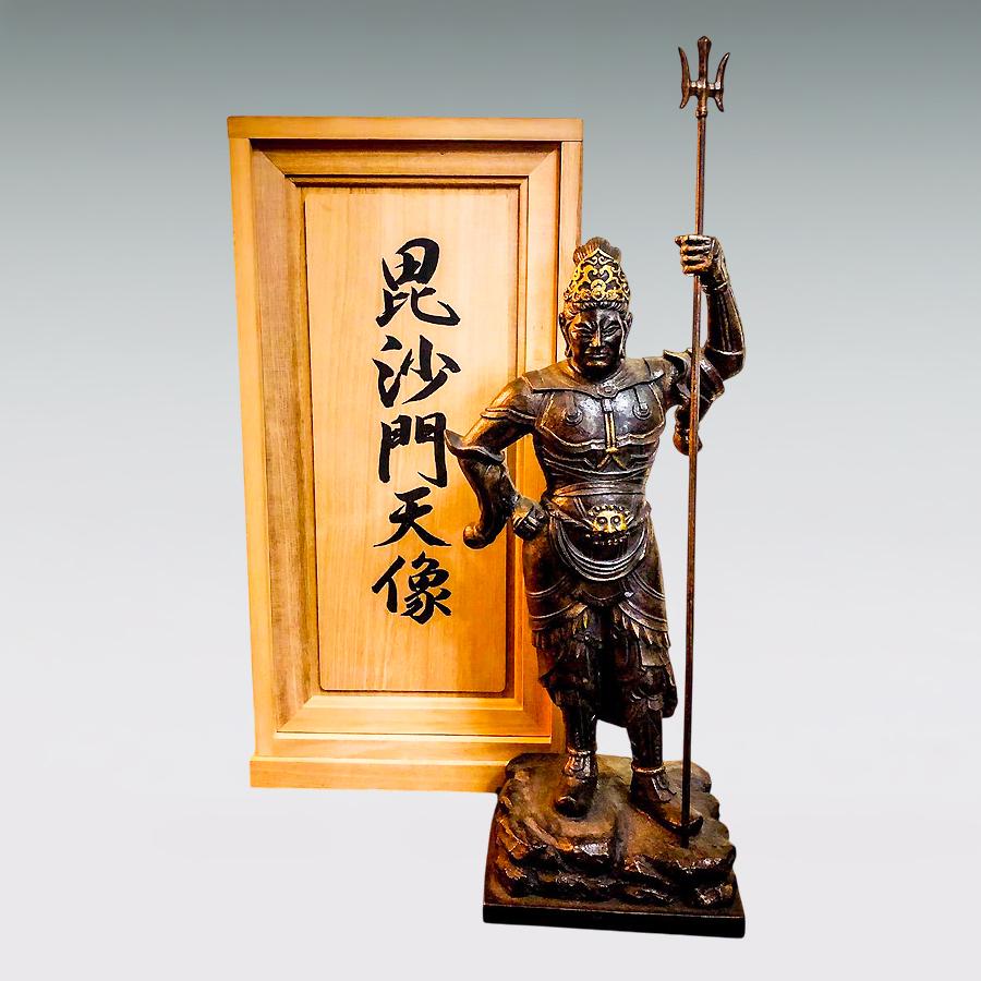 毘沙門天立像 高さ35cm｜長田晴鳳：原型制作｜ブロンズ製仏像・金彩