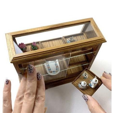 水石 台座 木製ミニガラスショーケース 石 ストーン ルース 指輪