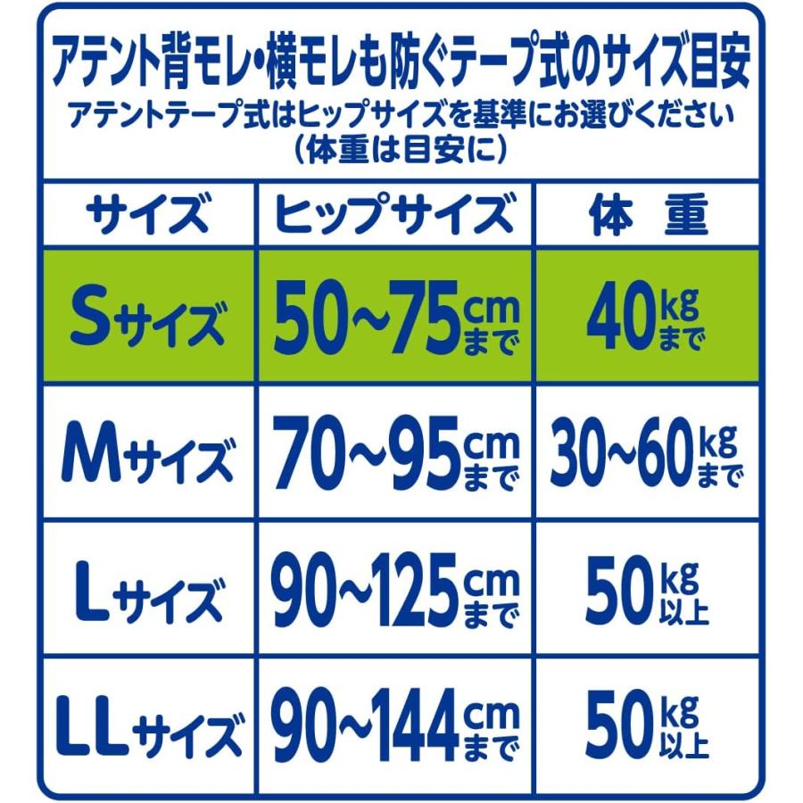 アテント 紙おむつ 大人用 大王製紙 消臭効果付きテープ式 Sサイズ
