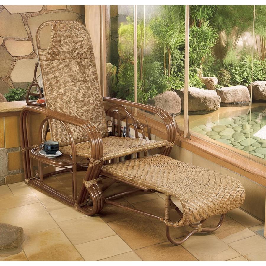 ラタン製リクライニングチェア 足置き付き 【公式通販】