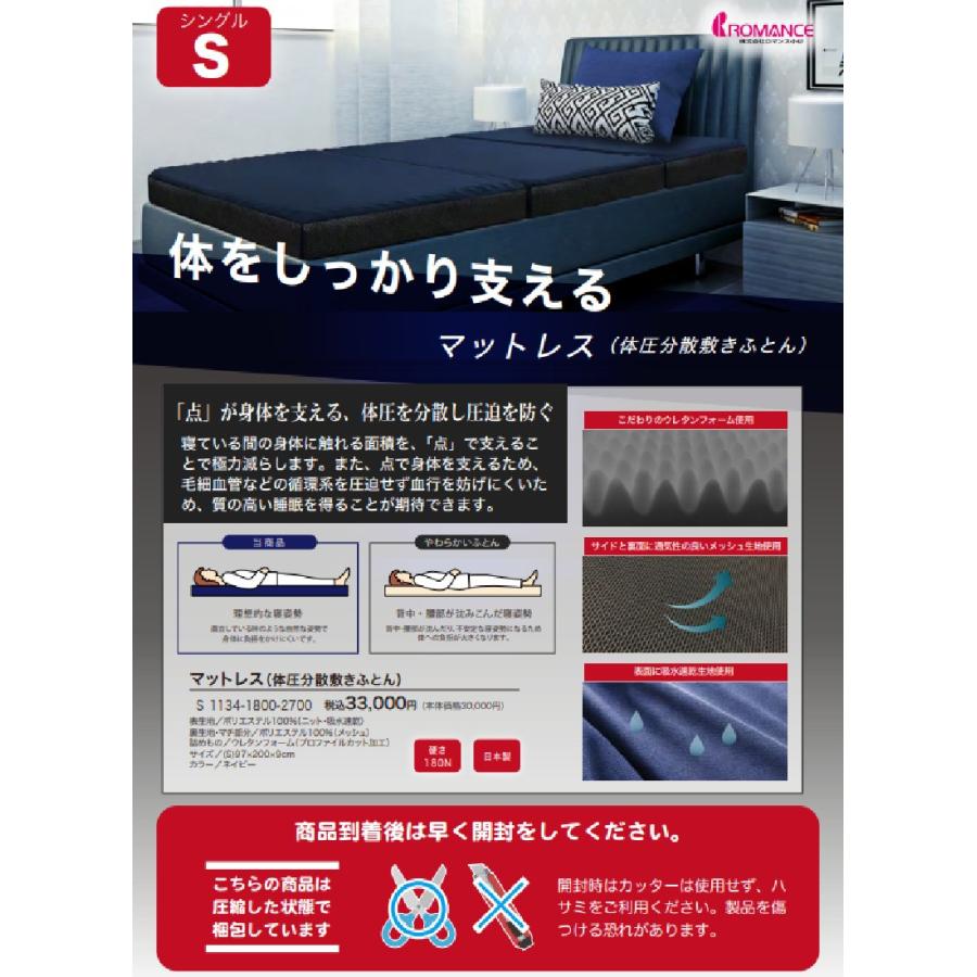 ロマンス小杉 敷き布団 マットレス 体圧分散敷きふとん 健康敷布団
