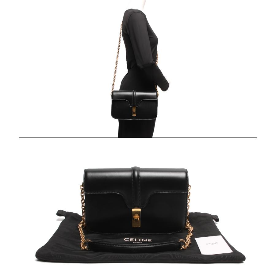 セリーヌ レザーショルダーバッグ ターンロック ゴールド金具 チェーン