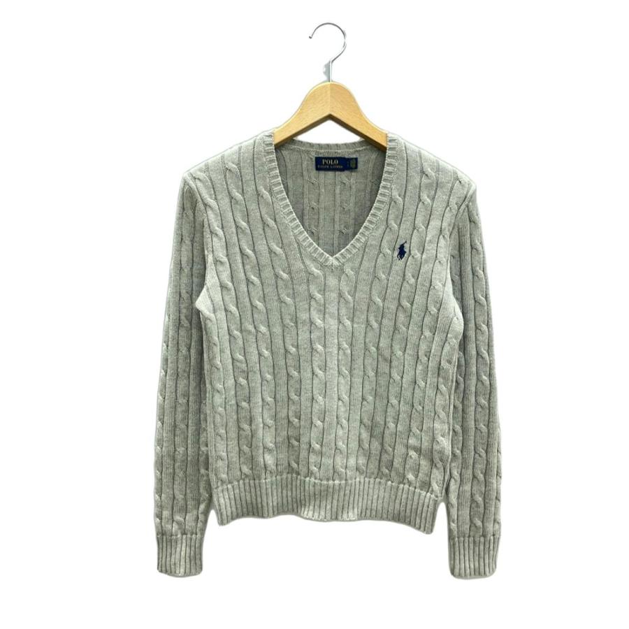 美品 ポロ・ラルフローレン Vネックケーブルニットセーター メンズ
