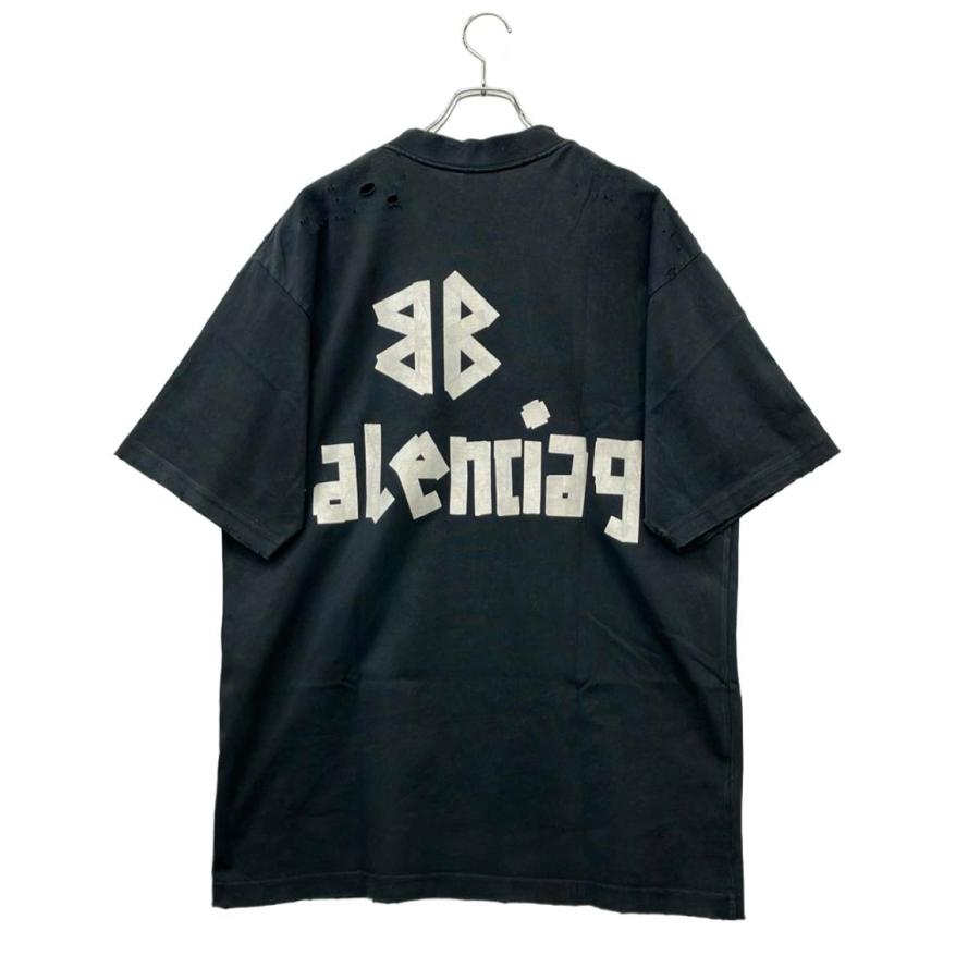バレンシアガ 半袖Tシャツ Tape Type T-Shirt ダメージ加工 23SS