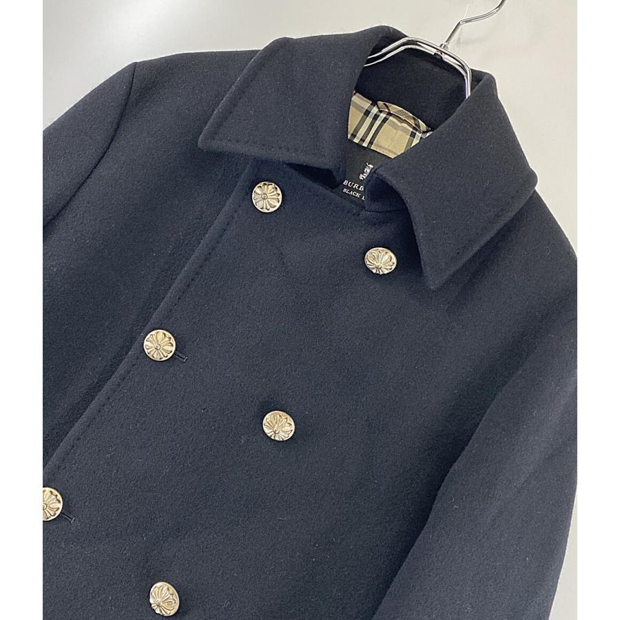 バーバリーブラックレーベル コート アンゴラ混銀ボタンダブルコート