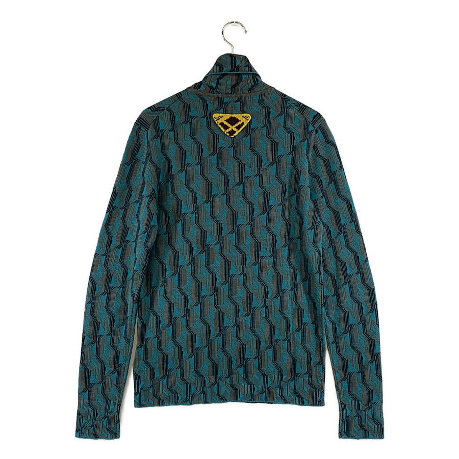 プラダ ニット ウールジャガードタートルネックセーター ブルー